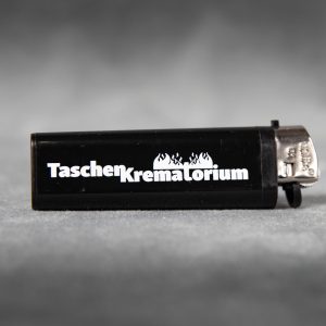 Feuerzeug "Taschenkrematorium" - Schlotzmann Bestattungen
